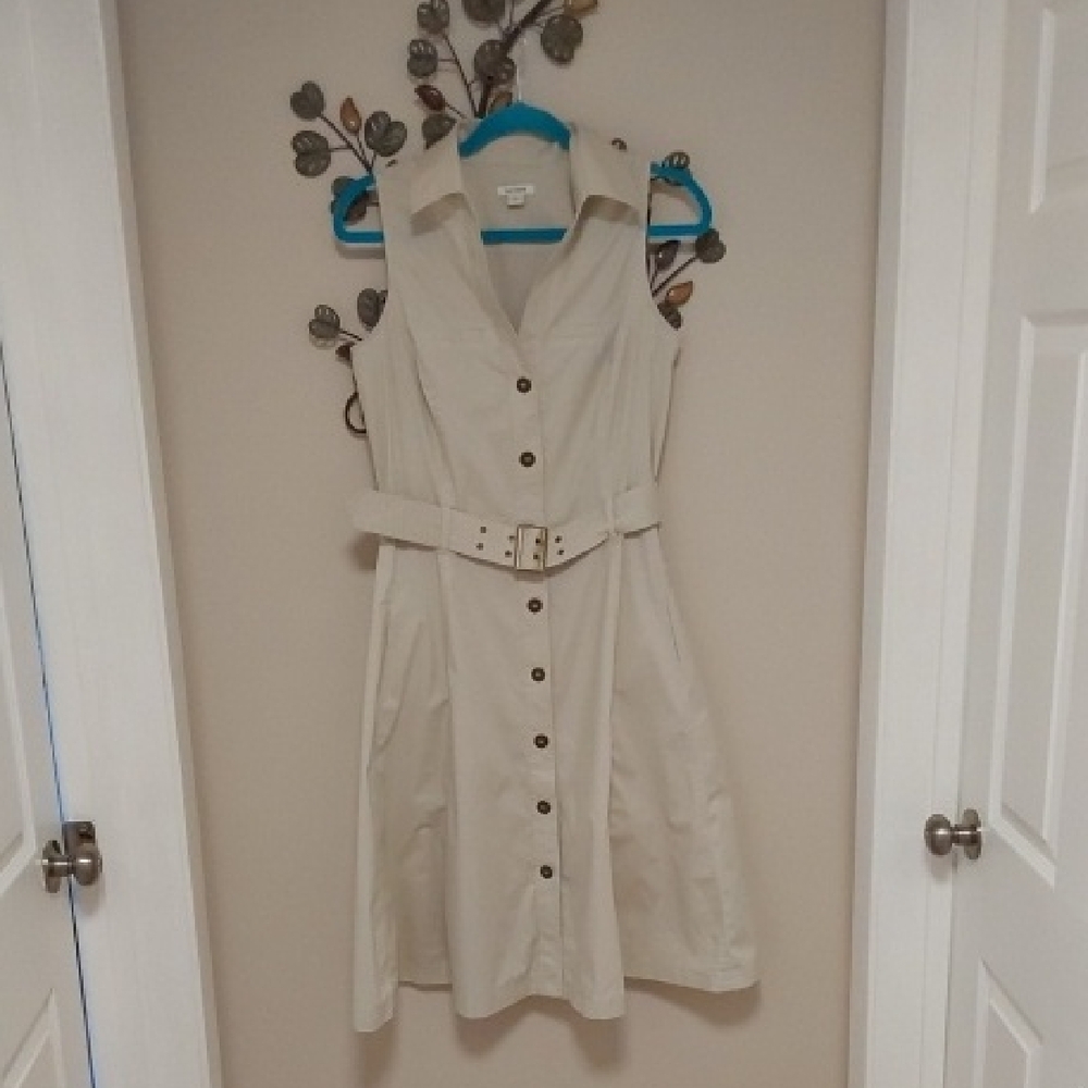 DOCKERS Sleeveless Beige Belted Dress